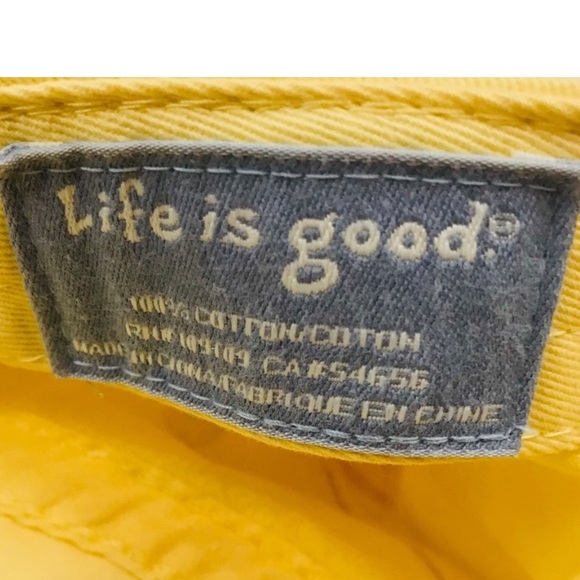 Life is Good Adjustable Baseball Cap NWT Butter Yellow Embroidered Pink Heart - Picture 6 of 6